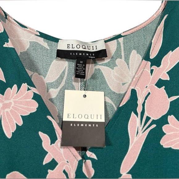 Eloquii, Elements Floral Wide-Leg Jumpsuit,
Plus Size 18W, Pink, Green - Picture 4 of 9